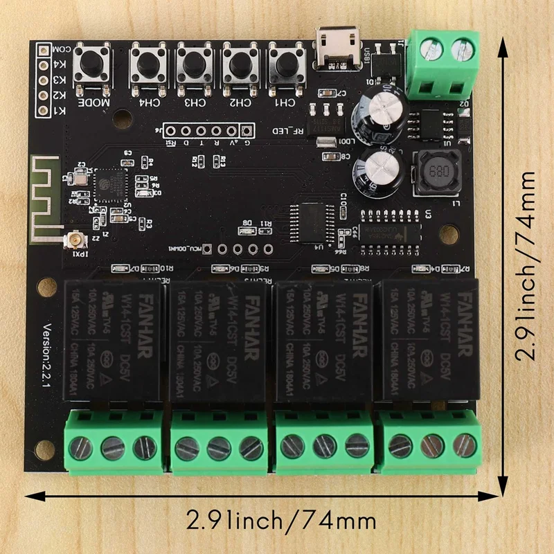 4-канальный переключатель с поддержкой Wi-Fi и дистанционным управлением