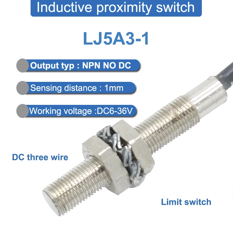 

LJ5A3-1 DC 6-36V Three-wire NPN NO 1mm Detection Distance Limit Switch Inductive Proximity Switch Sensor