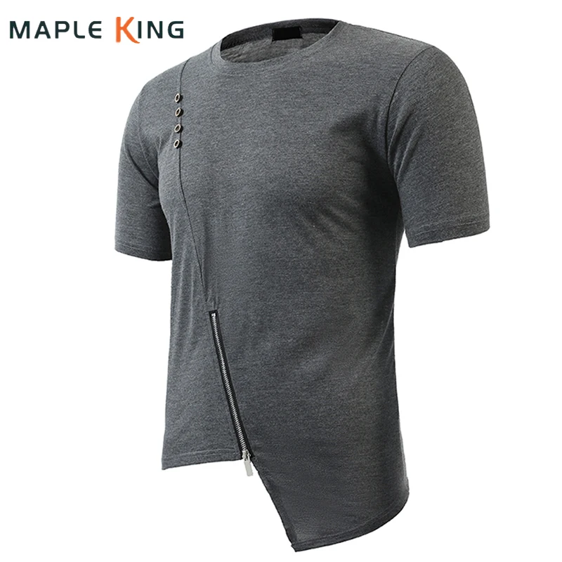 

Футболка мужская оверсайз с коротким рукавом и косой молнией