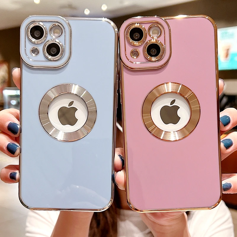 

Luxury Soft Electroplated Phone Case For iPhone 11 12 13 14 Pro Max XS X XR 7 8 Plus Mini Hollow Out Soft Silicone Cases Cover