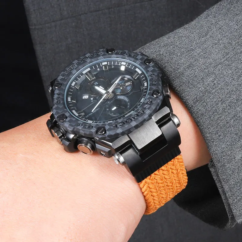 Фото Тканый нейлоновый ремешок, регулируемый браслет Casio G-Impact GST series GST-W30400GS130S310S330B100, спортивный браслет с двойной пряжкой №5