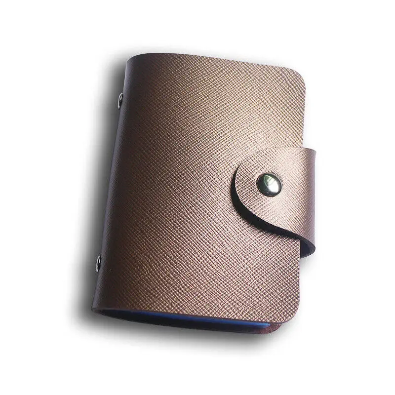 24 Slots Bits Card Holder Bag Simple Solid Color Pocket Case Women Men Credit Id Card Organizer Leather Cardholder Wallet