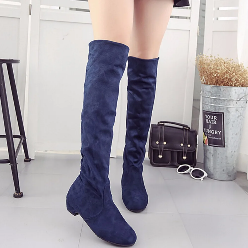 

shoes woman High Boots Shoes Fashion Women Over The Knee Boots Autumn Winter Flock Botas Thigh High Boots Ladies botas mujer