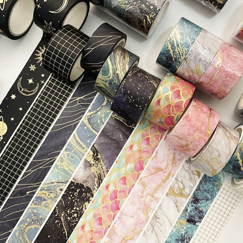 

3 Pcs/Set Cute Bronzing Washi Tape DIY Journal Scrapbooking Background Paper Decorative Masking Tapes Kawaii Stationery