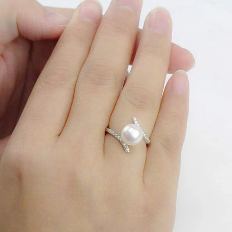 

Vintage Women Korean Pearl Charm Finger Irregular Ring Temperament Wild Elegant Women Wedding Anniversary Gift Whole Sale