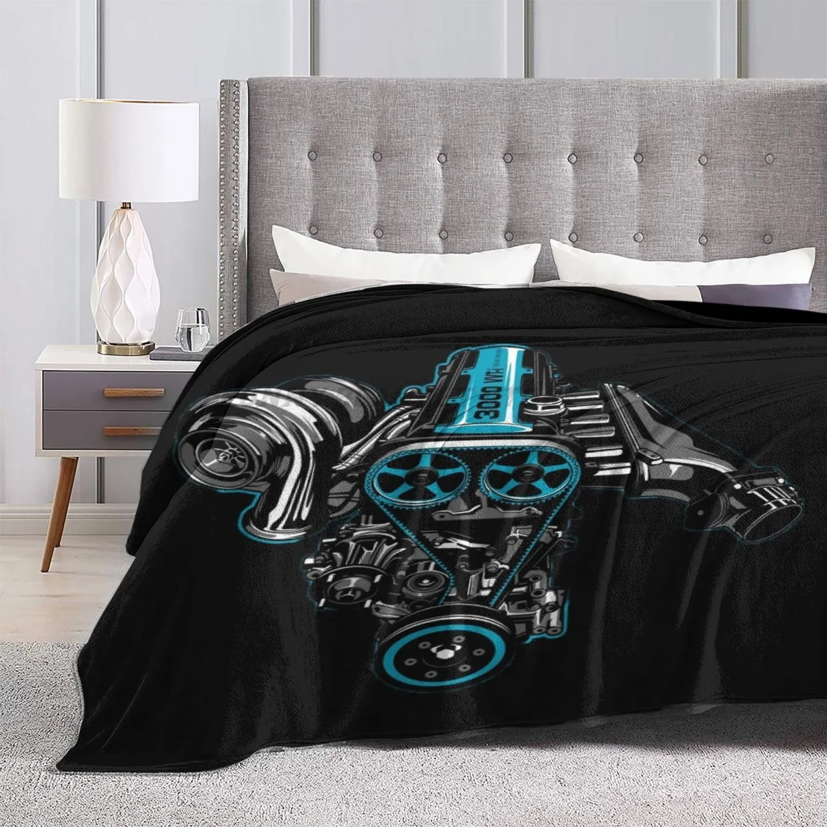 

Jdm 2jz GTE Throws Blankets Flannel Ultra-Soft Warm picnic blanket bedspread on the bed