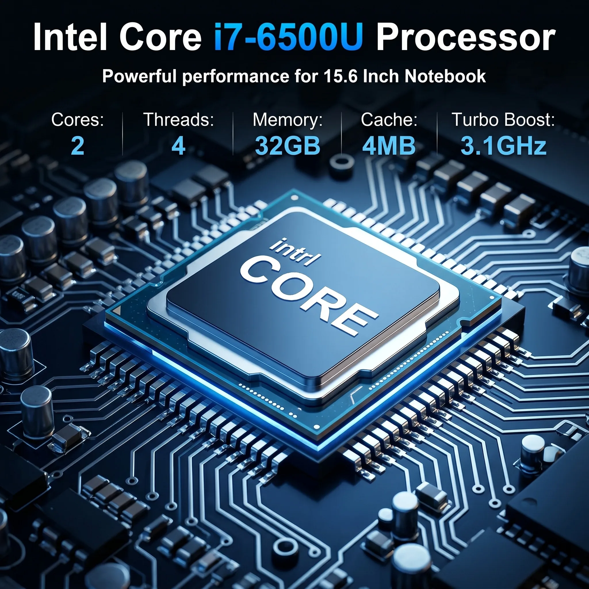 Фото 15,6-дюймовый портативный ноутбук Intel Core I7 6500U, 32 ГБ ОЗУ, 2 ТБ, разблокировка по отпечатку пальца, клавиатура с подсветкой, Windows 11, для игр, учебы и офиса №2