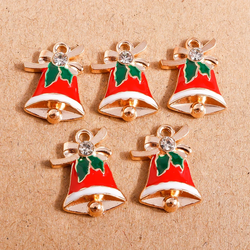 

10pcs 19*13mm Enamel Christmas Bell Charms Pendants for Jewelry Making DIY Necklaces Earrings Bracelet Gift Charms Accessories