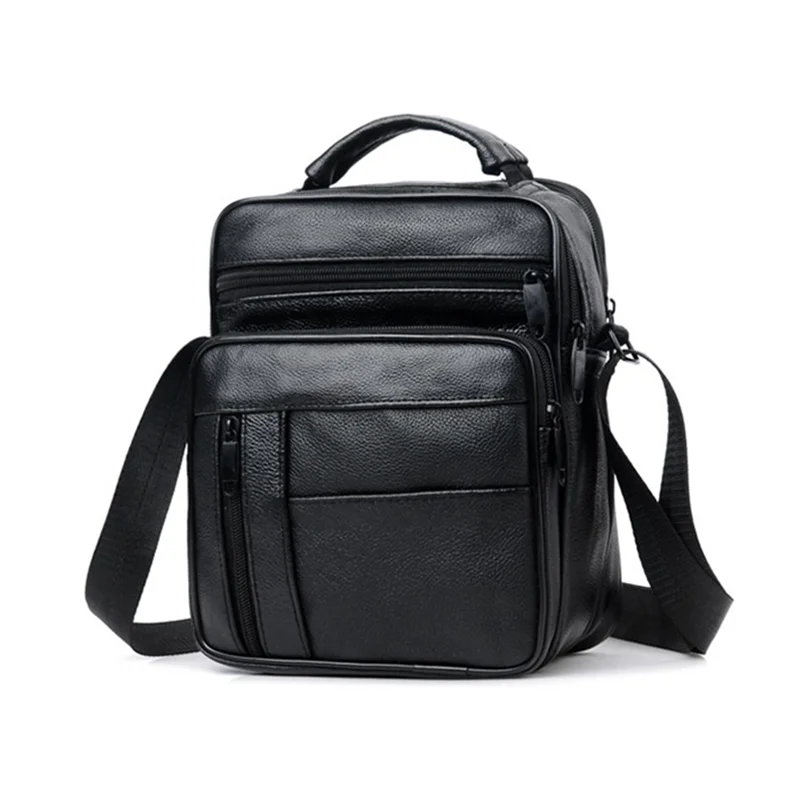 

Genuine Leather Shoulder Bag for Men High Quality Black Briefcases Gentlemen Cowhide Handbags Male Zipper Messenger Bags for Sir