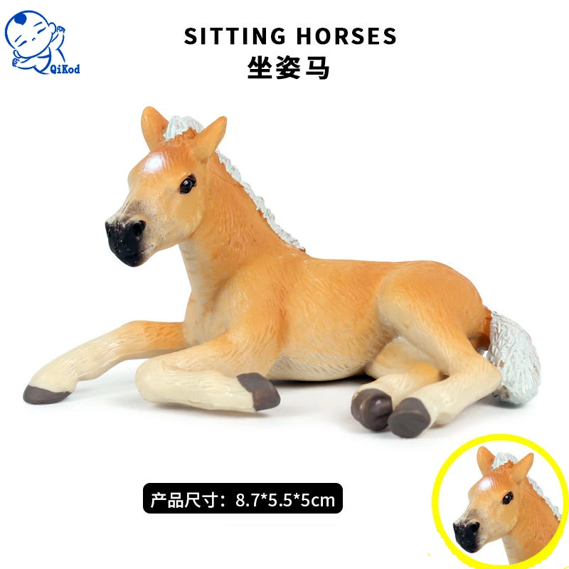 

Simulation Wild Animal World Solid Static Sitting Horse Model Zoo Ranch Horse Hand-made Children's Toys Figures Birthday Present
