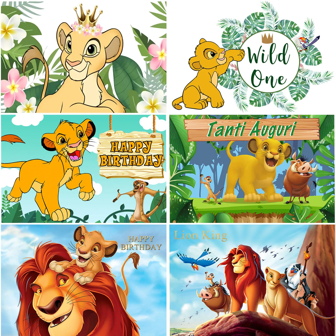 

Disney Simba Lion King Backdrops Baby Shower Boy Happy Birthday Party Newborn Photography Backgrounds Photocall Banner Props