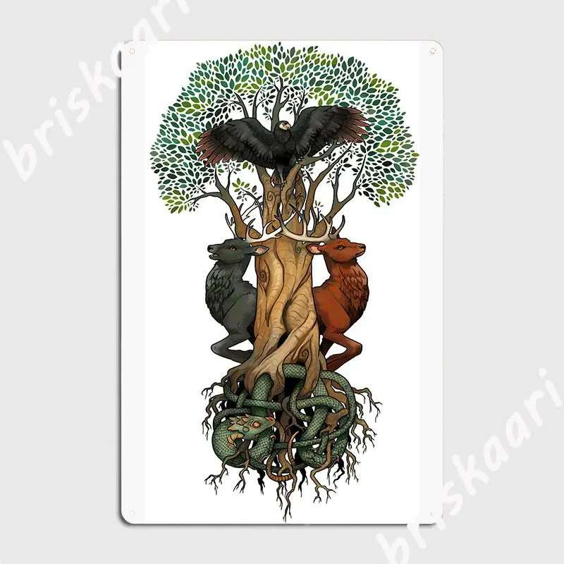 

Yggdrasil Poster Metal Plaque Club Party Bar Cave Custom Painting Décor Tin Sign Posters