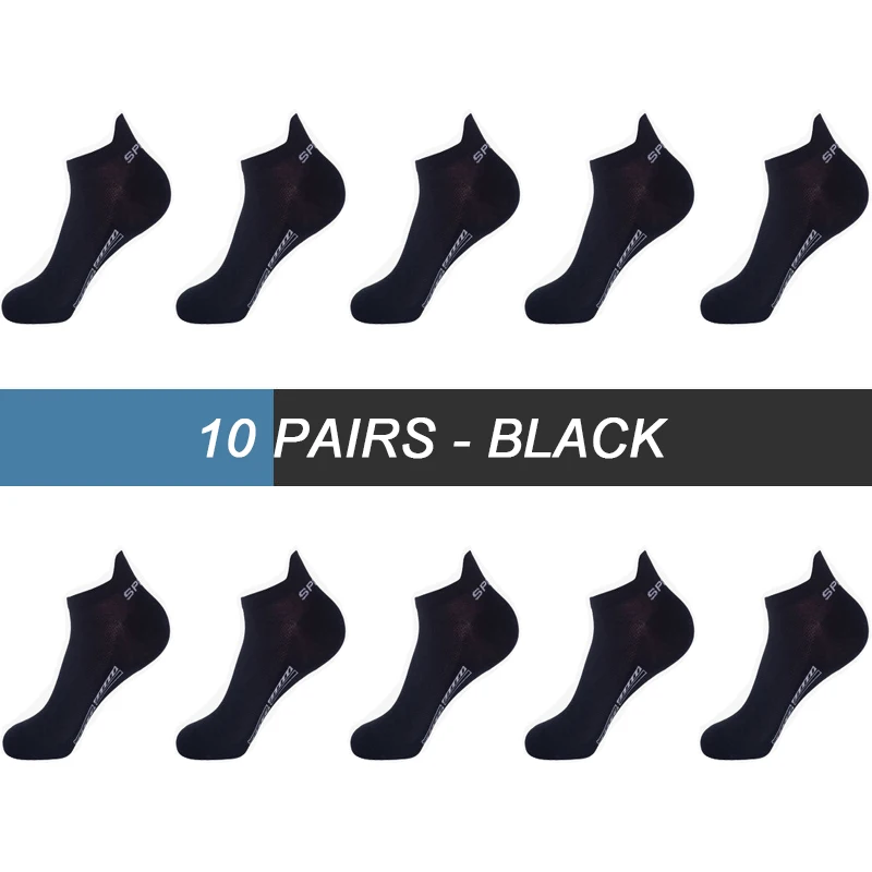 10Pairs High Quality Men Ankle Socks Breathable Cotton Sports Socks Mesh Casual Basketball Athletic Thin Summer Socks Size 38-45