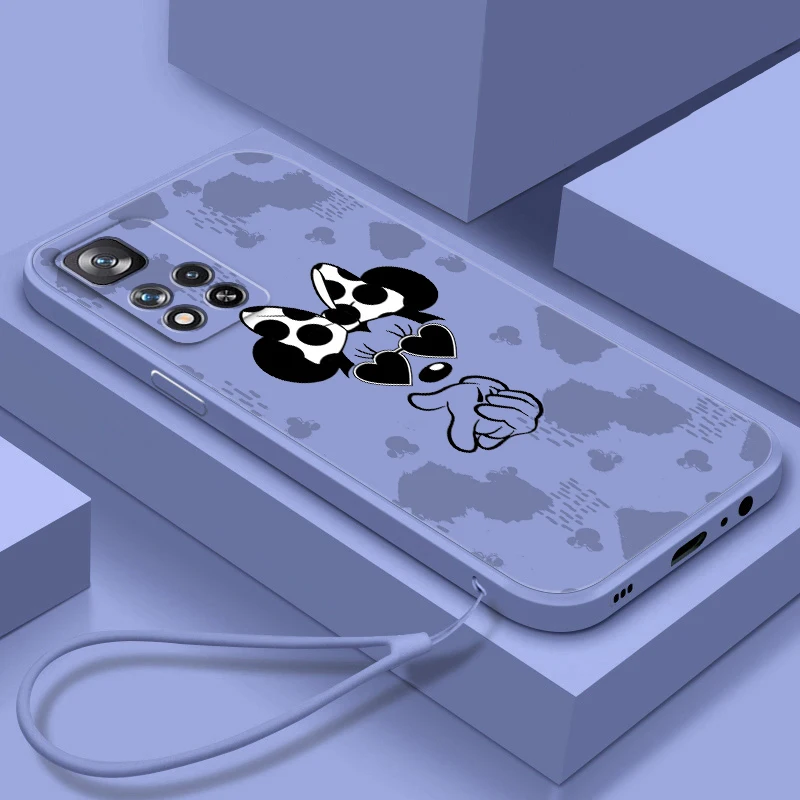

Disney Mickey Minnie Comics Liquid Rope Phone Case For Xiaomi Redmi Note 12 11 11S 11T 10S 10 9S 9T 9 Pro Speed Plus 5G Cover