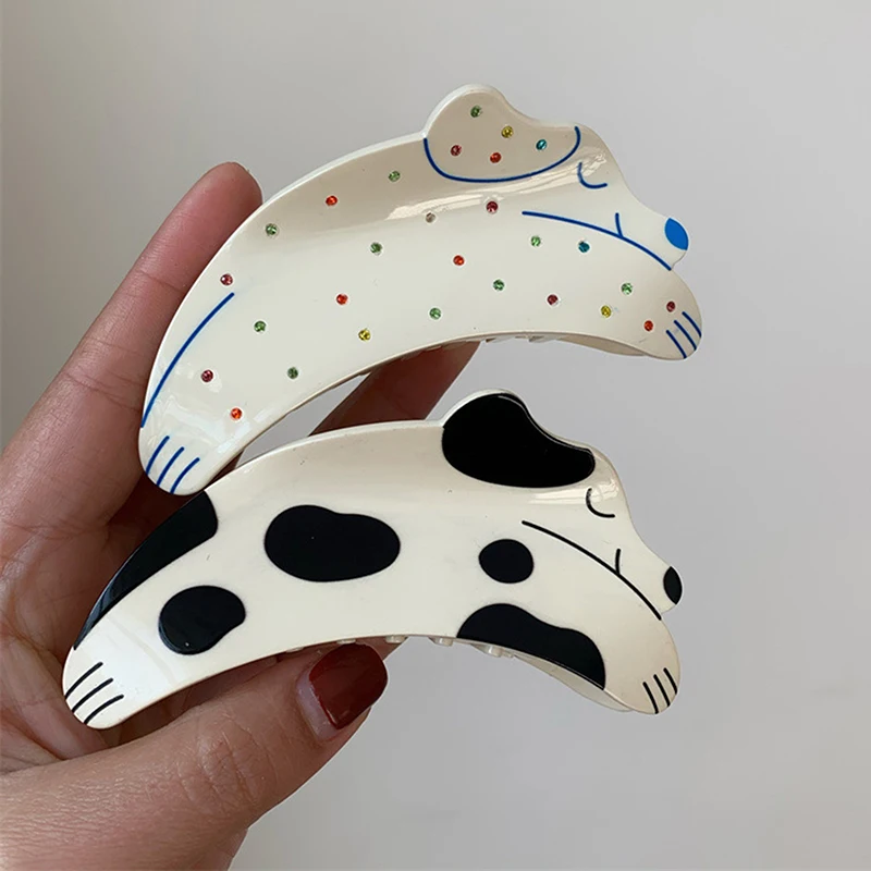 

New Design Charms Lovely Color Rhinestones Dog Dalmatian Animal Hair Clips Headwear Hairpin For Women Hair Accessories