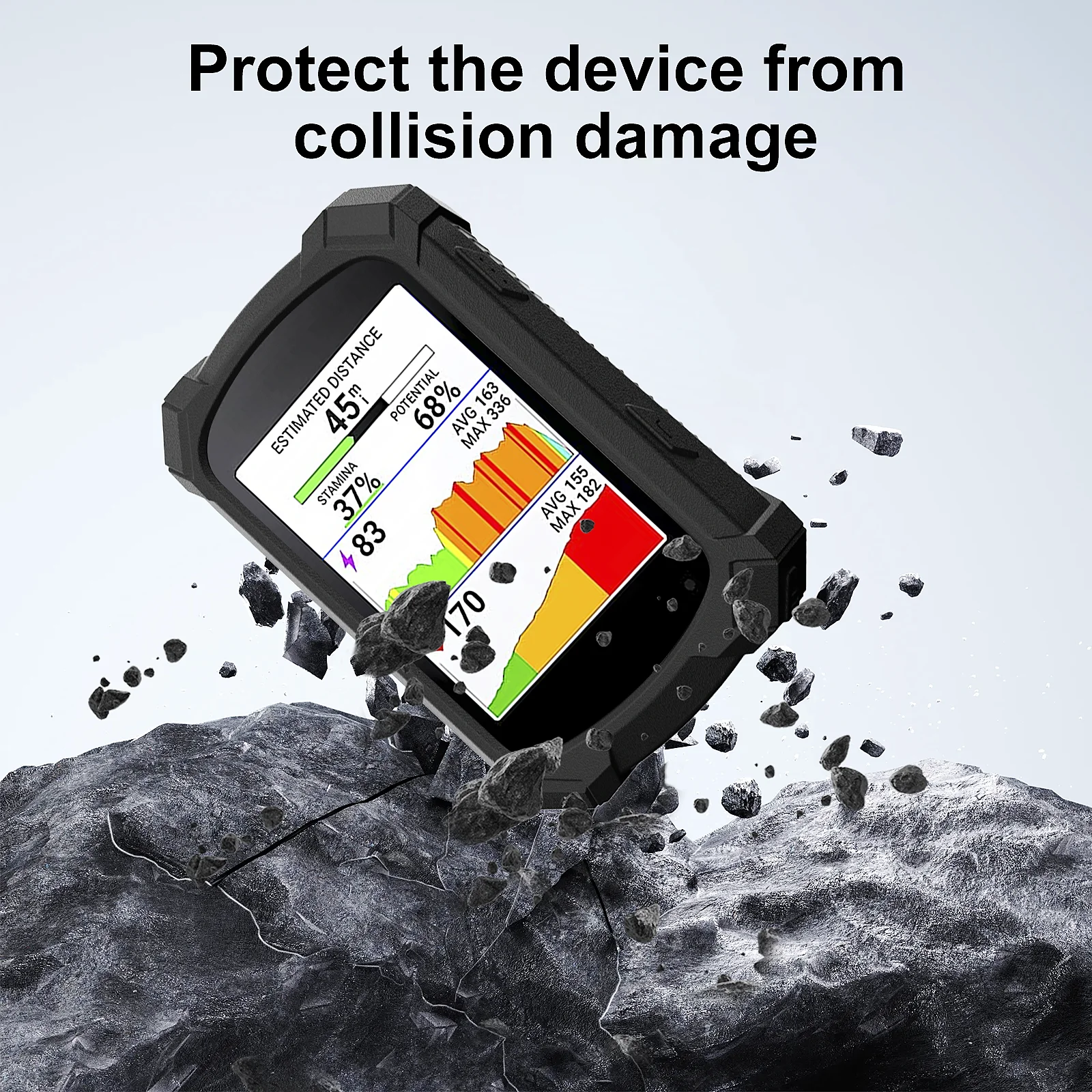 Фото Ударопрочный силиконовый чехол для GPS-велокомпьютера Garmin Edge 540 840 Solar + 1 защитная пленка для экрана + аксессуар-ремешок №3