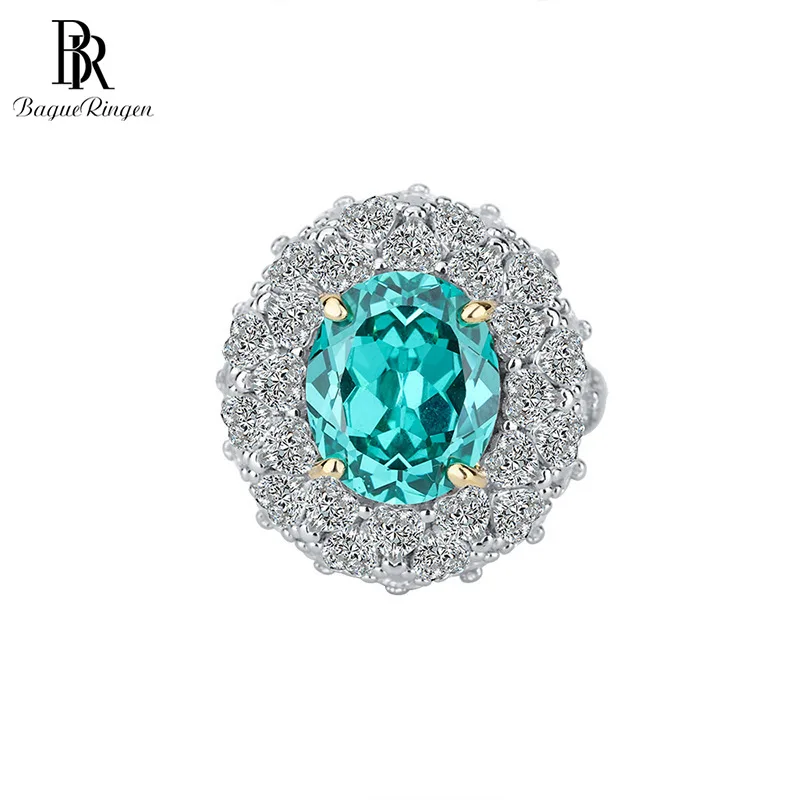 

Bague Ringen 925 Sterling Silver Emerald Rings For Women Simple 10*12mm Green Flower Shape Gemstone Wedding Party Female Gifts