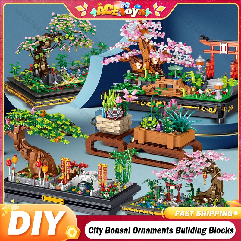

1286Pcs Mini MOC City Bonsai Ornaments Building Blocks Friends Home Decoration Potted Plant Figures Bricks Toy for Children Gift