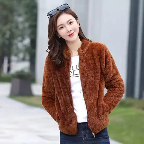 Повседневная одежда для отдыха, осенне-зимняя женская короткая двусторонняя фланелевая куртка, утепленная флисовая куртка на молнии, женская толстовка