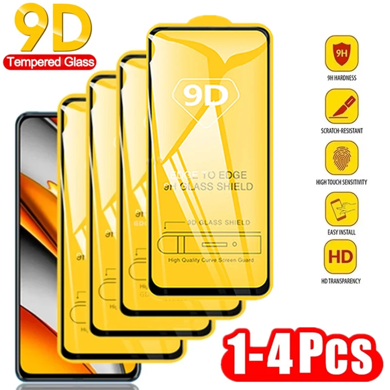 

9D Tempered Glass for Xiaomi Mi Poco F3 F4 X4 GT M3 M4 X3 Pro Full Cover Screen Protectors for Redmi Note 11 10 Pro 11S 9S 9T 8T