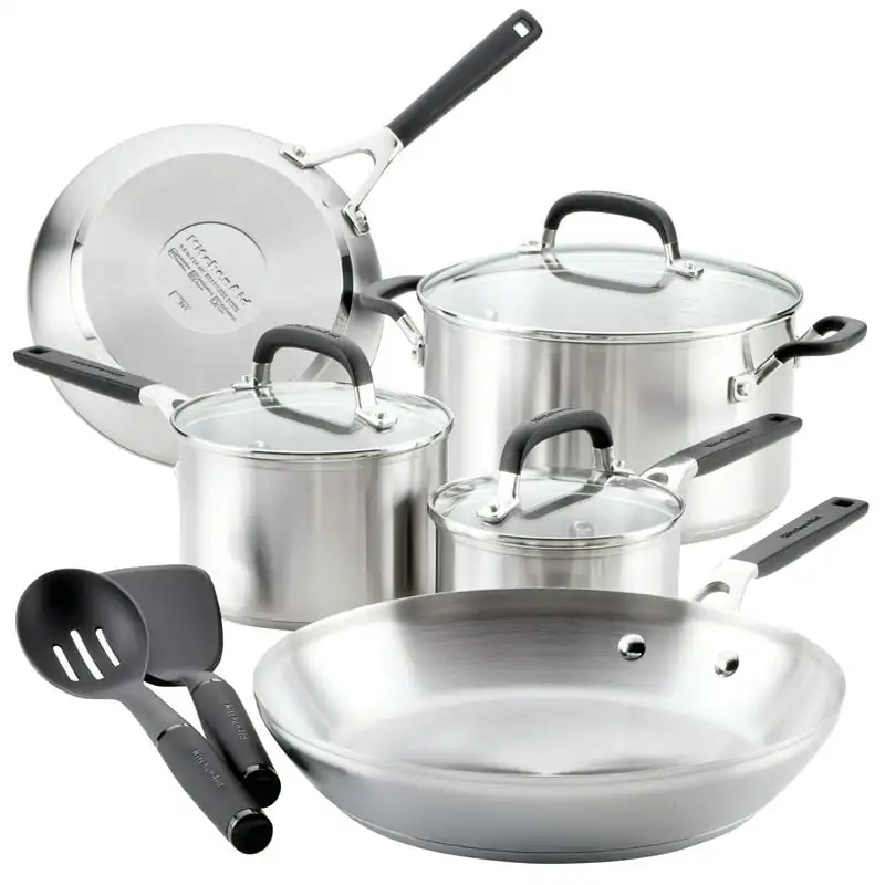 

Stainless Steel Cookware Set, 10-Piece, Brushed Stainless Steel