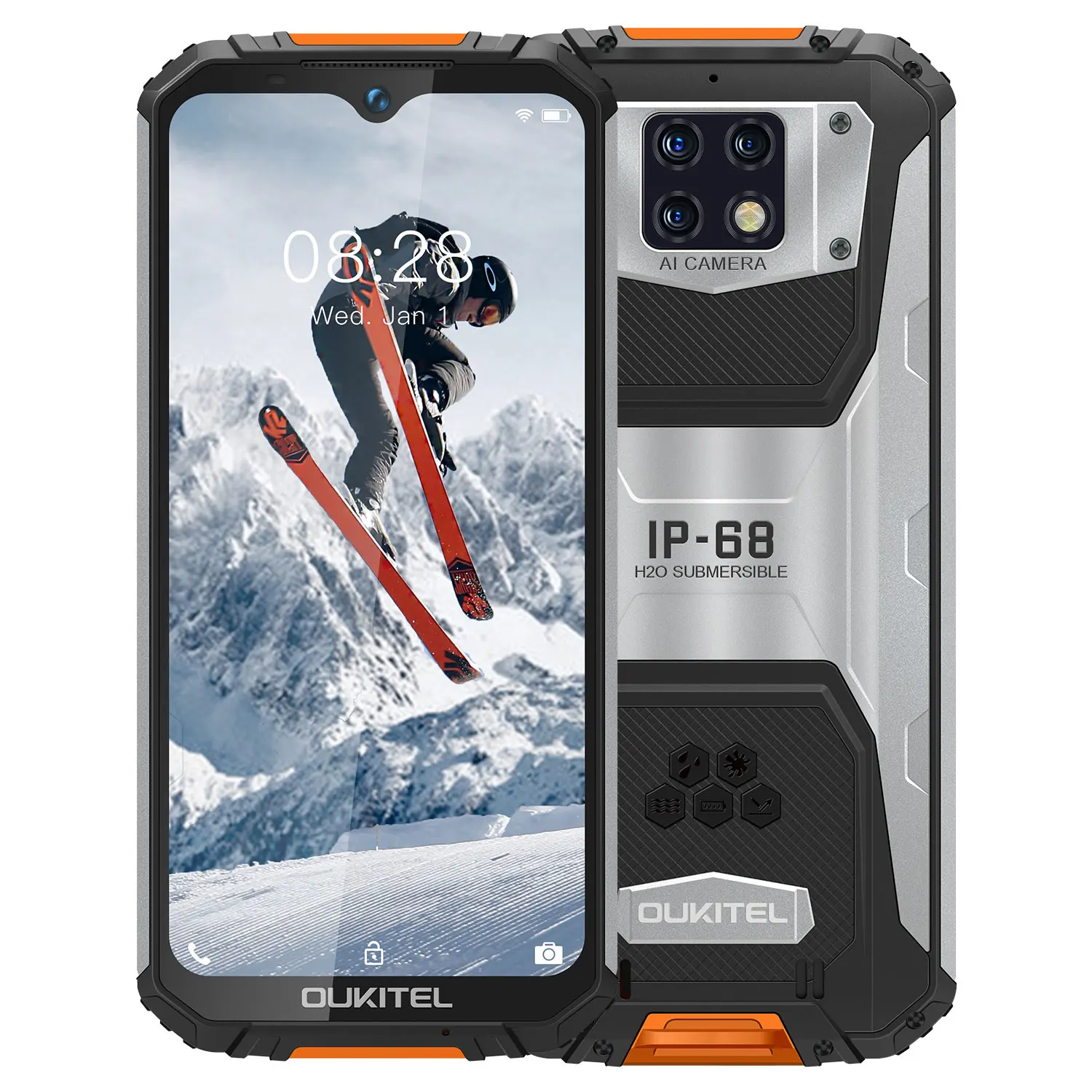 OUKITEL WP6 10000mAh 6GB+128GB Cellphone IP68 Waterproof Rugged Mobile Phone 48MP Rear Triple Camera Smartphone