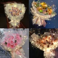 1pcs 60x60cm transparent cellophane paper with led light flower bouquet wrapping wedding birthday gift packaging deco waterproof
