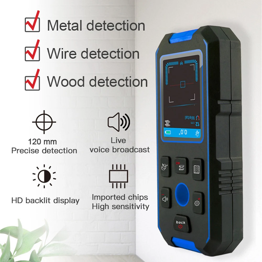 

Ponbos NF-518 Professional Metal Detector LCD HD Digital AC Wood Stud Finder Undeground Wall Scanner Cable Wires Depth Tracker