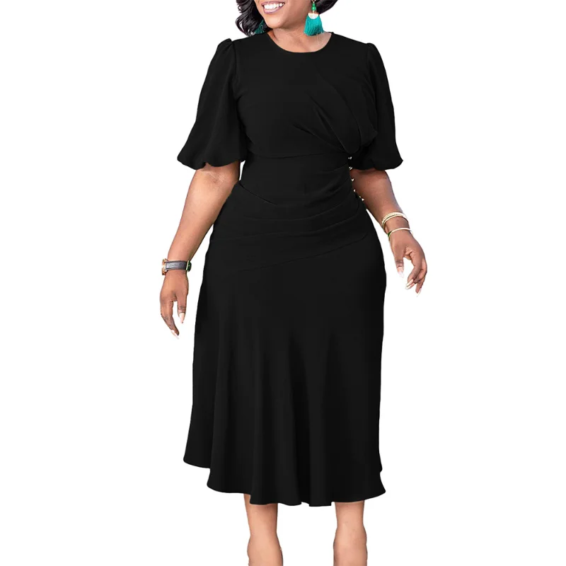 

African Women Vintage Midi Dress 2023 Summer White Formal Occasion Dresses Casual Ladies Party Elegant Bandage Dress Vestidos
