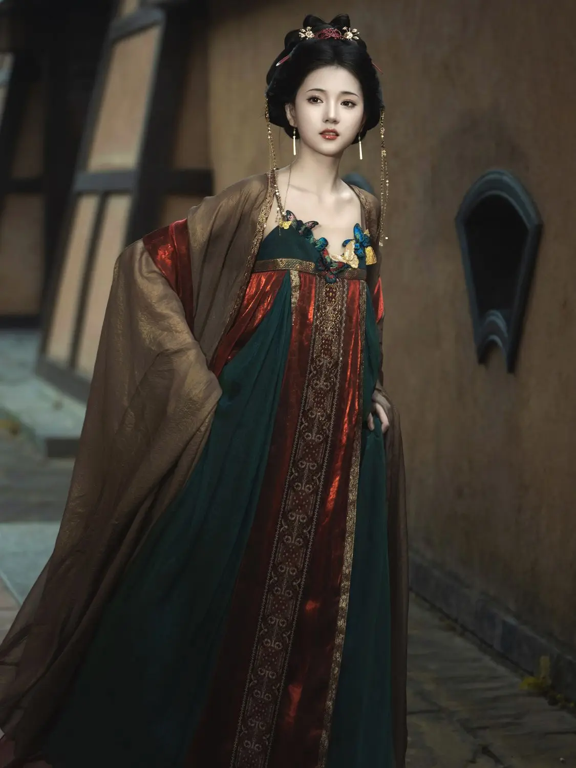 Экзотический сарафан Hanfu Liuliyu Han element с большими рукавами супер сказочный костюм