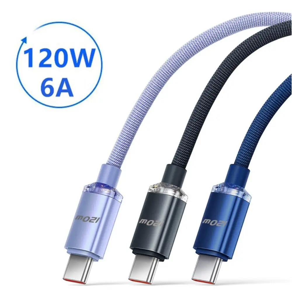 Фото Новый USB 3.0 6A Кабель для быстрой зарядки Высокоскоростной 25 см/1 м/1,5 м/2 м 120 Вт Кабель для быстрой зарядки Transmmsion Тип C Зарядный кабель №1