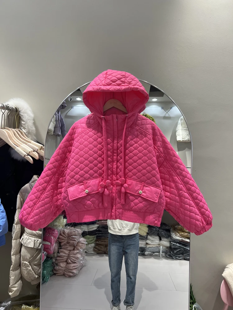 

Loose Fit Green Big Size Warm Down Jacket New Hooded Long Sleeve Warm Women Parkas Fashion Tide Autumn Winter 2023