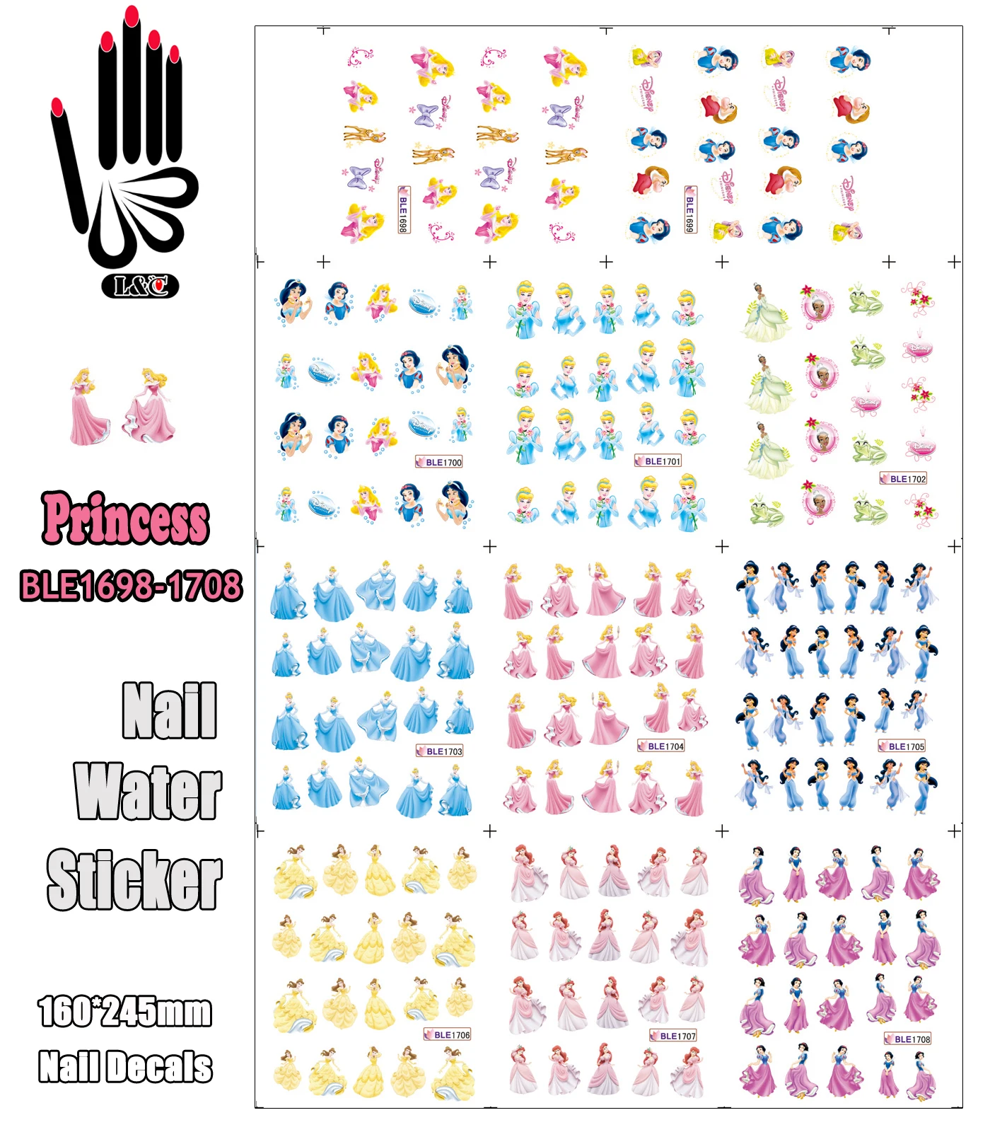 11 листов/партия водные переводные наклейки для ногтей |