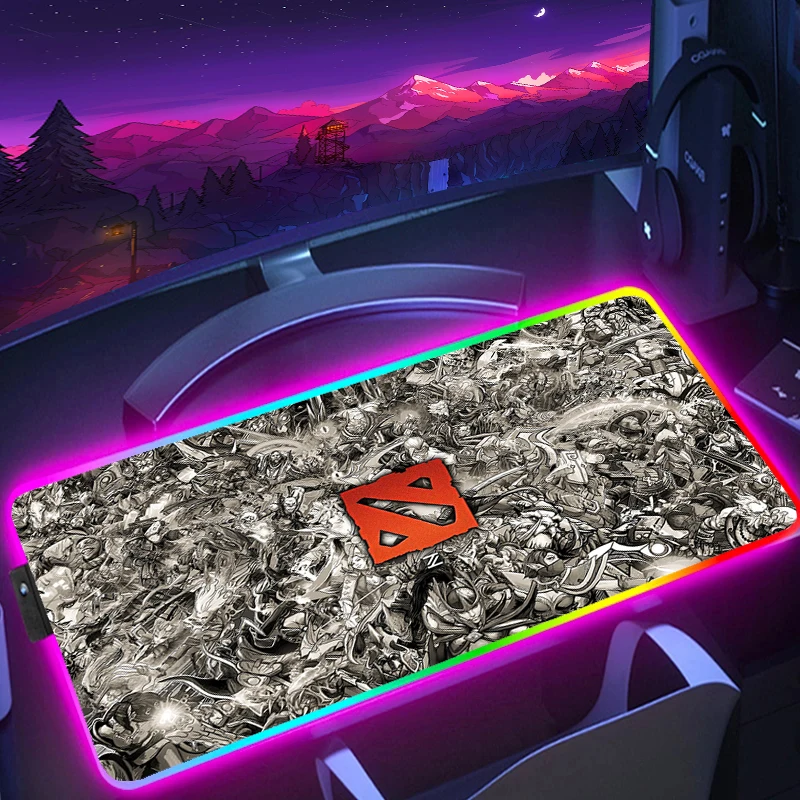 

Коврик для мыши RGB Dota 2, для ноутбука, компьютера, большой игровой коврик для мыши, резиновый игровой коврик для клавиатуры, нескользящий ковер
