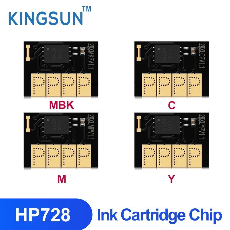 

Для картриджа HP 728, новый обновленный чип HP 728, F9J68A F9J67A F9J66A F9J65A для принтера HP DesignJet T730 T830 (MBK C M Y), 4 шт.