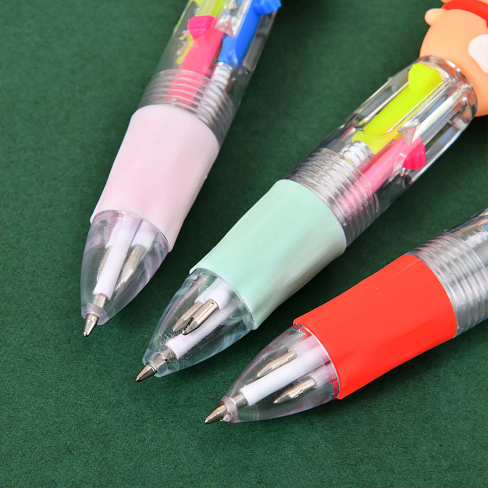 20Pcs/Set Four-Color Ballpoint Pens Christmas Cute Cartoon Push Santa Claus Student Writing Stationery School Supplies Kids Gift
