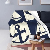 plaid anchor blanket fleece spring autumn collage nautical navy portable soft throw blanket for bedding car quilt