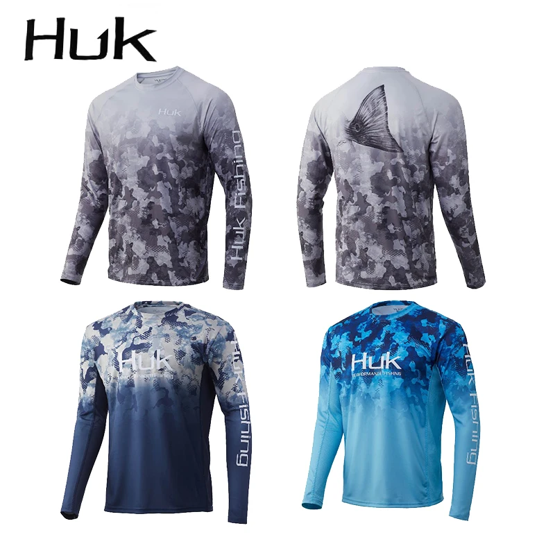 Men IFishing Shirt HUK Summer Long Sleeve Clothes Fish Gear Green Sportswear Outdoor Jersey Jacket UPF 50