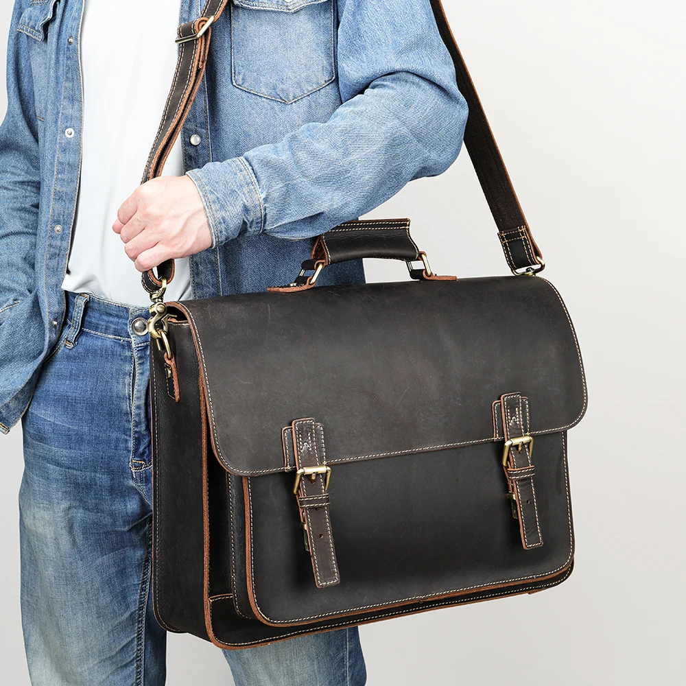 

New Leather Laptop Bag For Men 17 inch Sac Sacoche Homme Bolso Hombre Bolsa Masculina Maletin Ejecutinvo Square Tote Bag
