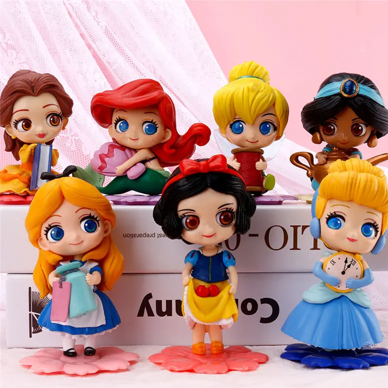 

10 см, Disney, модель, Kawai, Русалка, Ариэль, фигурки, игрушки, Аврора, Рапунцель, белоснежная кукла, украшение для торта для детей