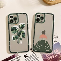 leaf plant cute cat flower phone case for iphone 11 12 13 mini pro max 14 pro max case shell