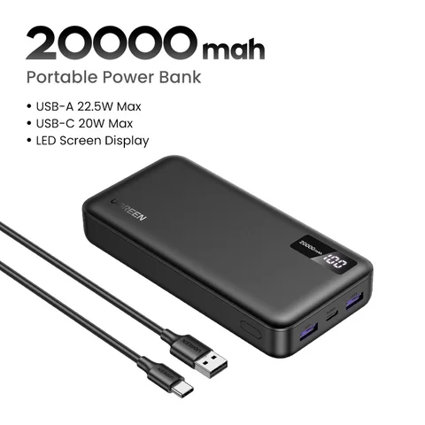 UGREEN 22,5 Вт Power Bank с быстрой зарядкой 10000 мАч Портативный PowerBank для iPhone 15 Pro Max Xiaomi Huawei Внешний аккумулятор PD20W