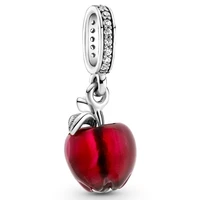authentic 925 sterling silver moments murano glass red apple with crystal dangle charm fit pandora bracelet necklace jewelry