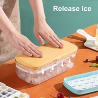 ice cube tray with lid and bin quick release silicone ice cube maker mold with container for cocktail whiskey bar kitchen tools