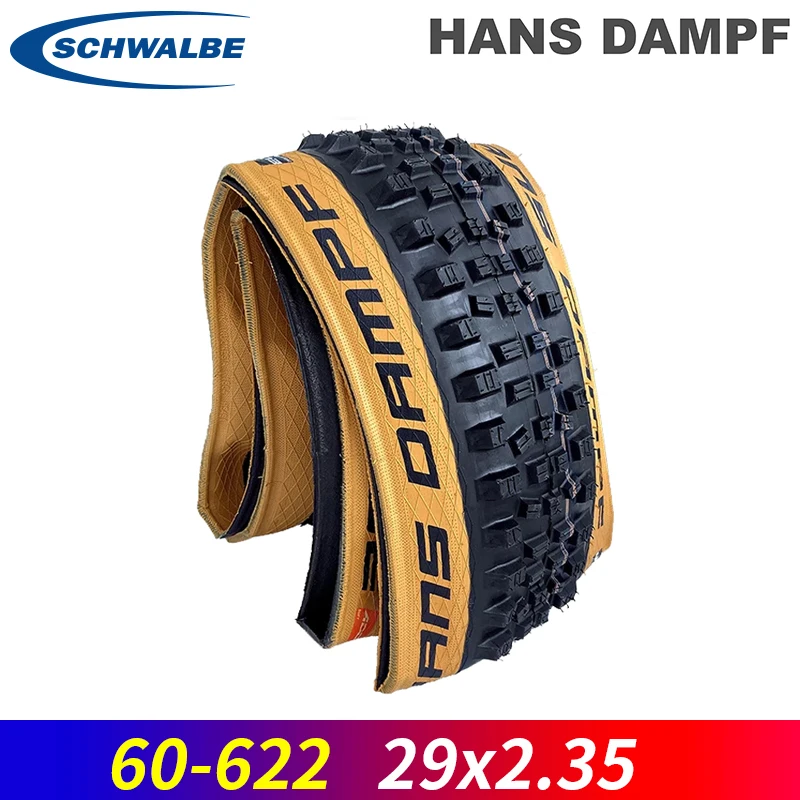 

Schwalbe HANS DAMPF 29x2.35 MTB Bicycle Tire BrownYellow Edge Color Tubeless Folding Tire 29inch 29" 60-622 67EPI Bike Tire