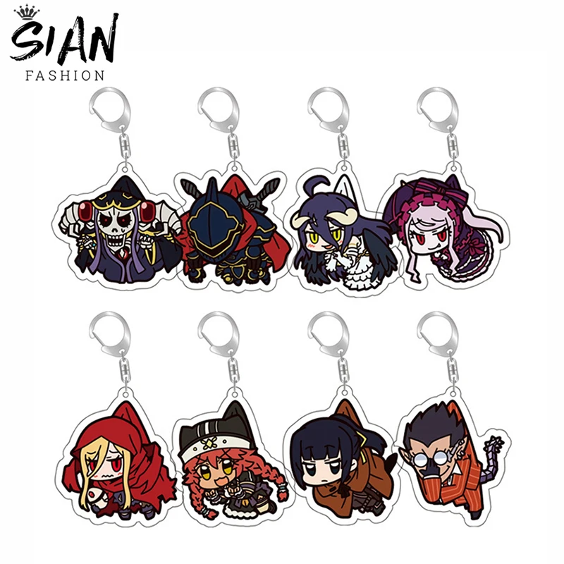 

New Anime Overlord Keychains Pendant Holder Albedo Ainz Ooal Gown Cartoon Figures Keyrings Key Chains Jewelry Wholesale Gifts
