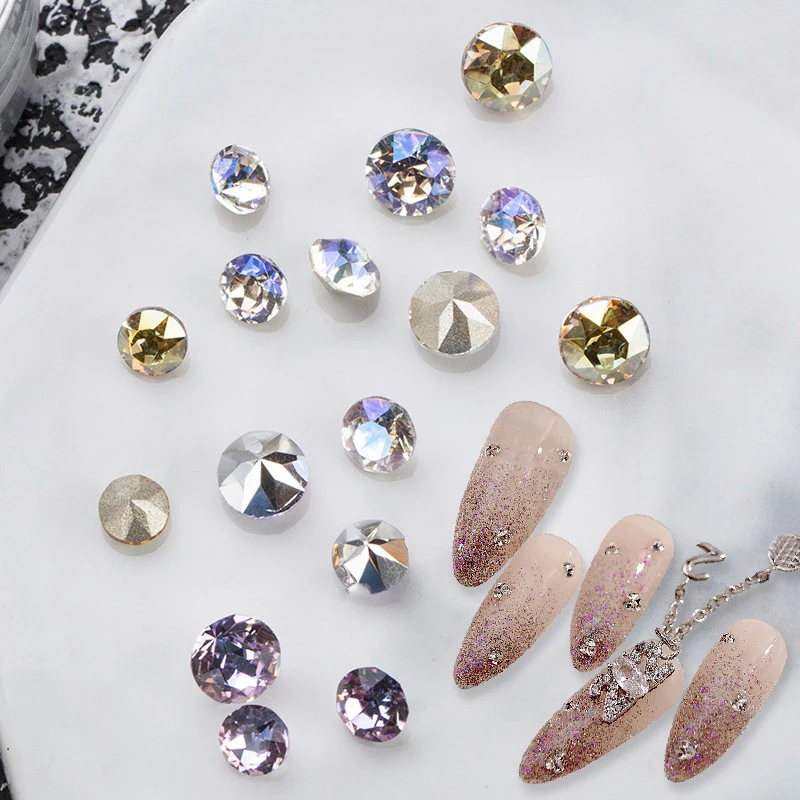 

3D Jewelry Charms Nail Rhinestones Mixed AB Diamond Crystal Pointed Glitter Gems Press on Nails Luxurious Maniucre Accessory