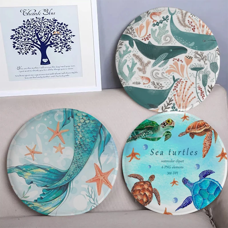 

Marine Life Underwater World Creative Meditation Cushion Stool Pad Dining Chair Tatami Seat Cushion Anti-Slip Seat Mat