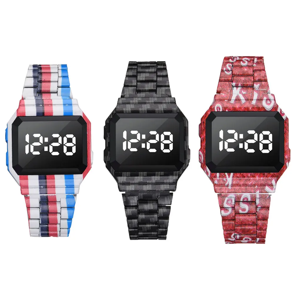 

2022 New Women Watches Luxury Square Waterproof LED Digital Watch Stainless Steel Electronic Wristwatch Ladies Sports Clock