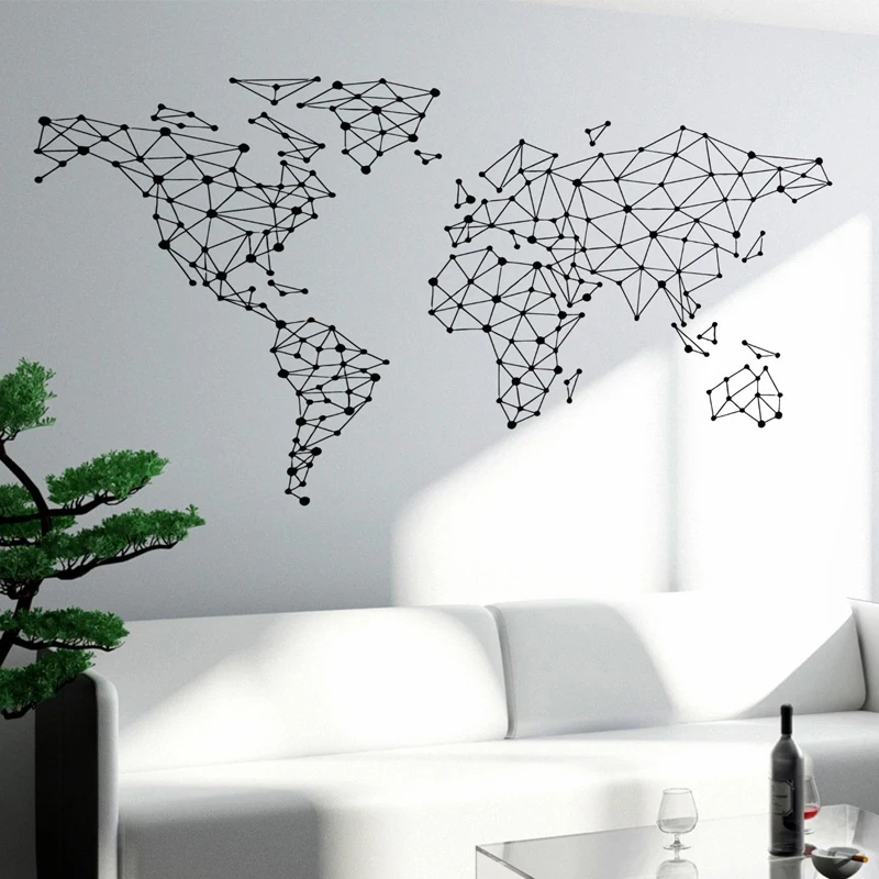 

Geometry World Map Wall Stickers Atlas Travel Vacation Vinyl Home Decor Living Room Bedroom Office Decoration Decals Murals F705